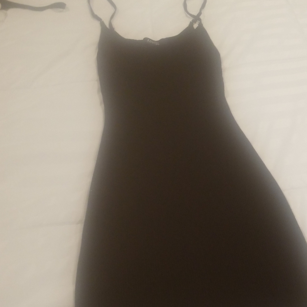 Black mini ribbed dress